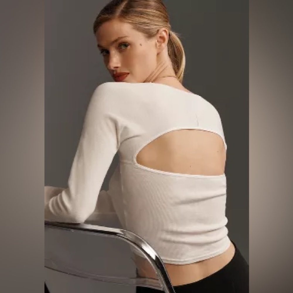 Anthropologie | BY ANTHROPOLOGIE LONG-SLEEVE KNIT CROP TOP | Medium | NWT